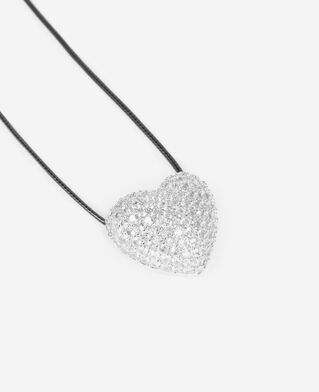 The Kooples MUJER SILVER collar con colgante de coraz&oacute;n de diamantes de imitaci&oacute;n de plata