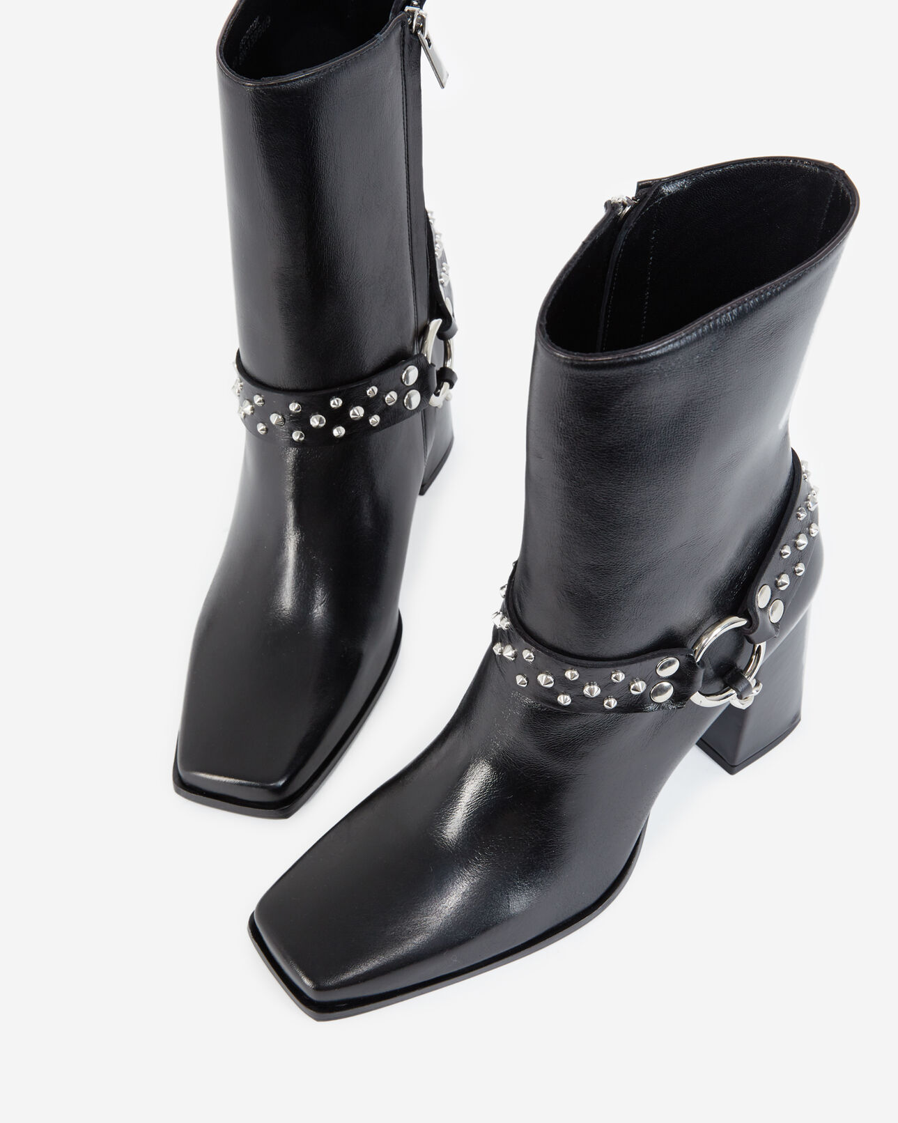 The Kooples FEMME BLACK boots noires talons cuir bijou amovible