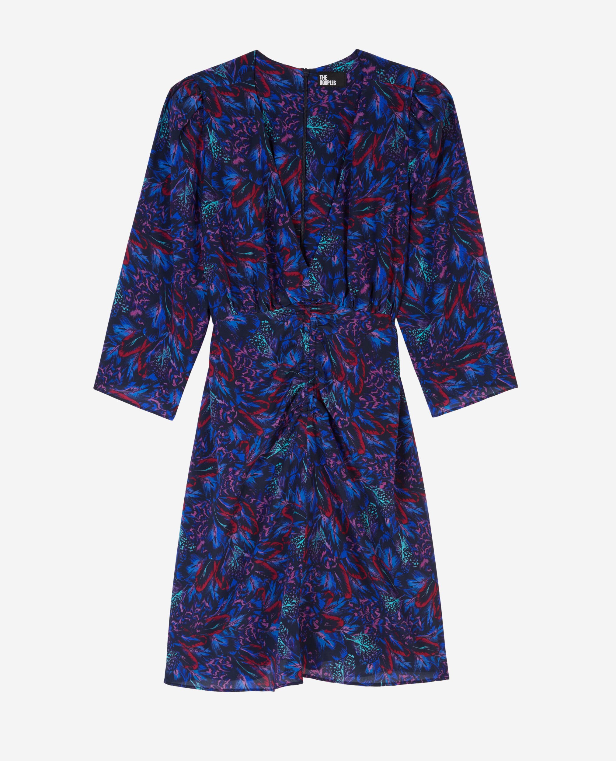 Short printed dress with shirring, BLUE RED, hi-res image number null