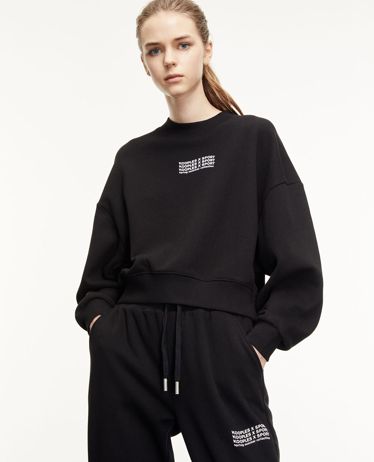 Black sweatshirt with contrasting wavy logo The Kooples