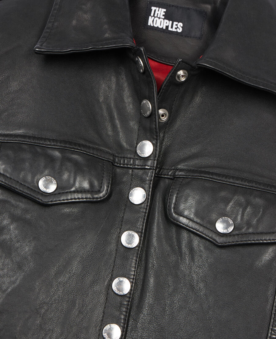 The Kooples WOMEN BLACK short black leather jacket