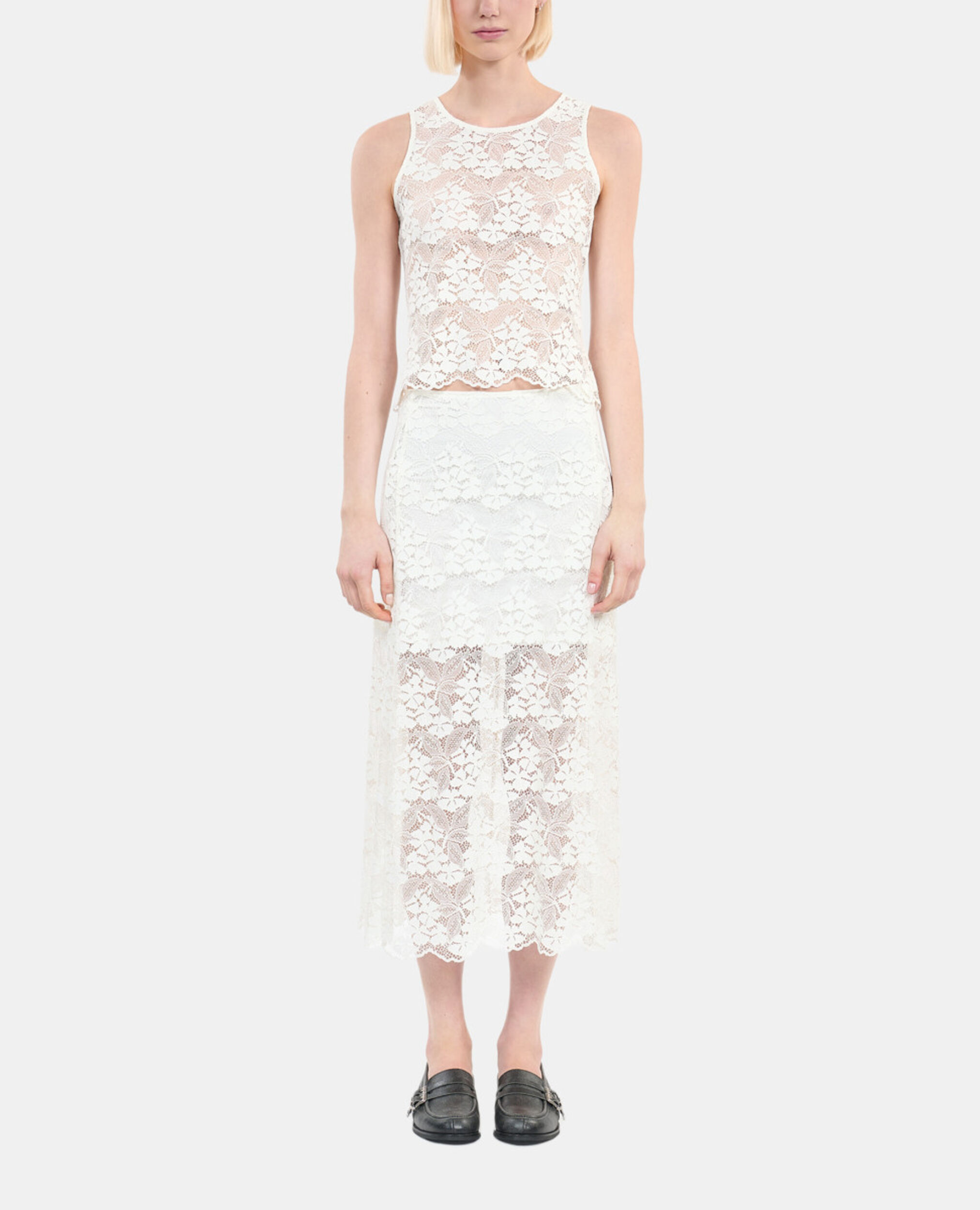 Long ecru lace skirt, ECRU, hi-res image number null