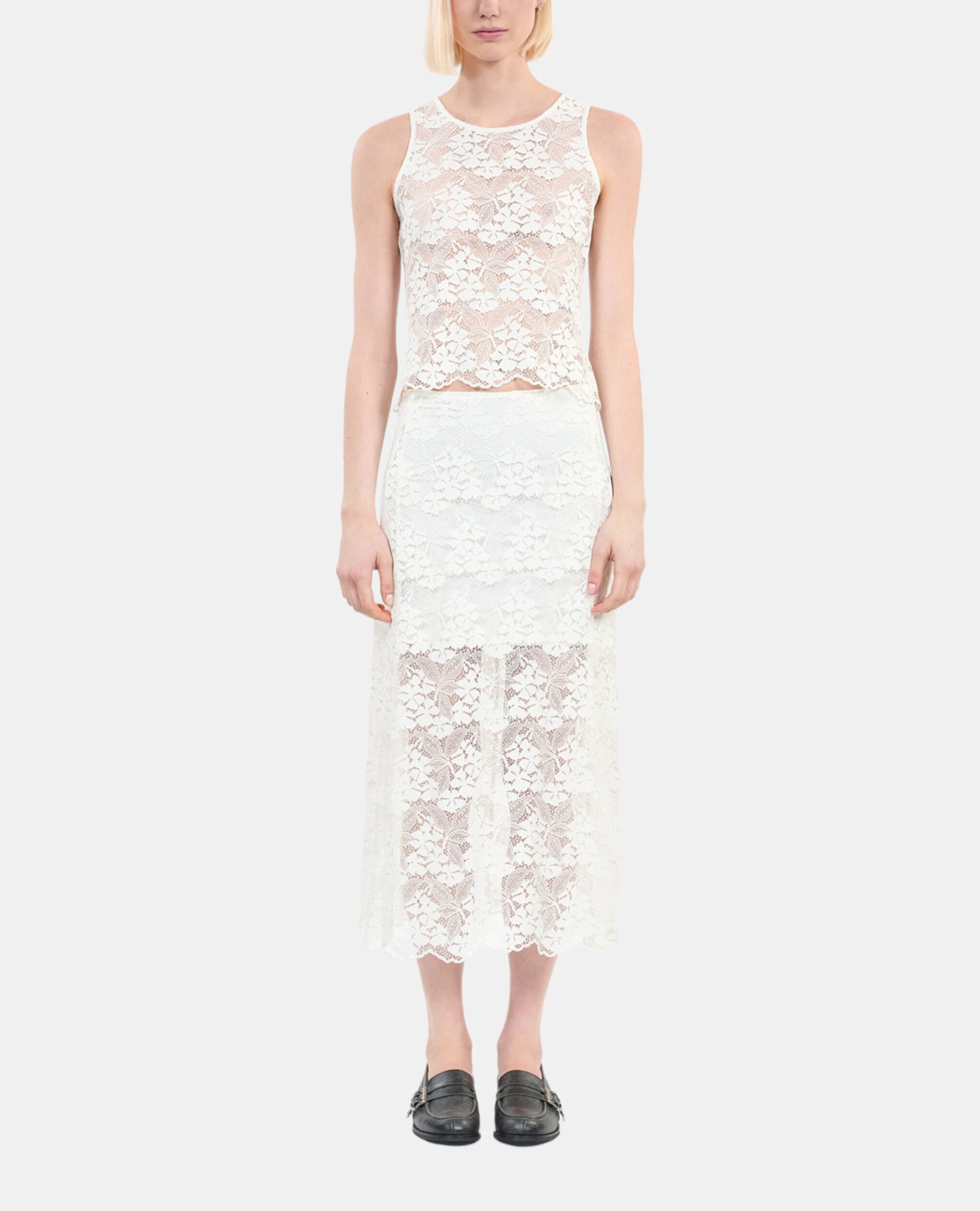 Long ecru lace skirt, ECRU, hi-res image number null