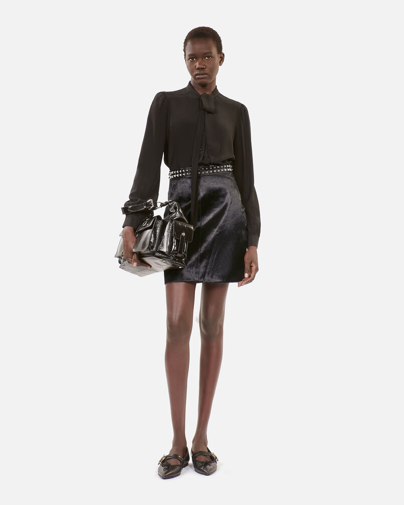 The Kooples WOMEN BLACK short black leather skirt