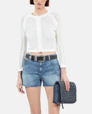 The Kooples WOMEN WHITE short white openwork knit cardigan