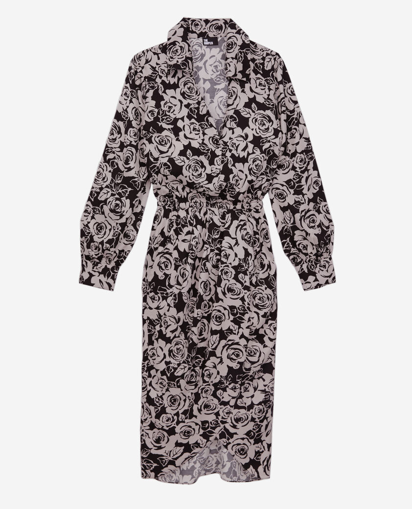 The Kooples FEMME BLACK / PINK robe mi-longue imprimée