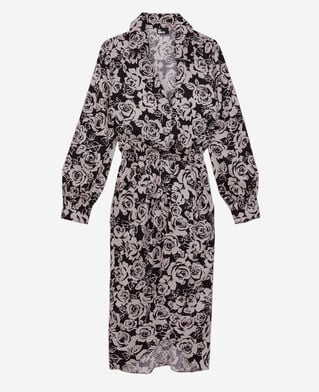 The Kooples FEMME BLACK / PINK robe mi-longue imprimée