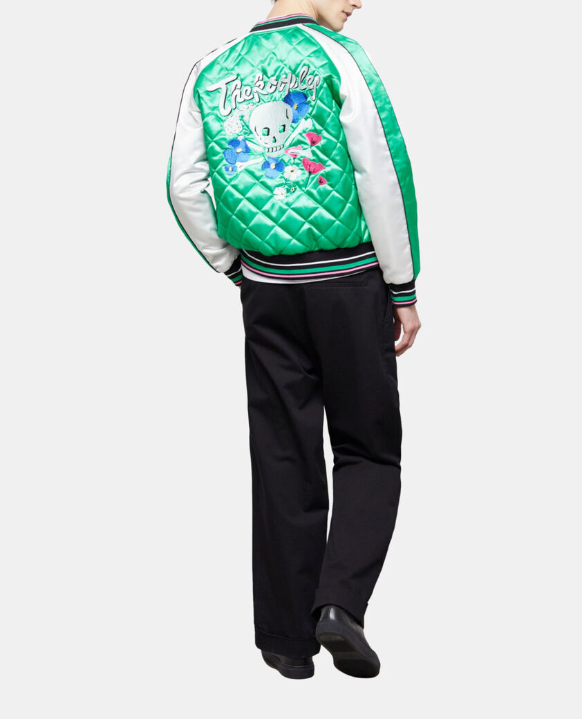 The Kooples HERREN GREEN-WHITE zweifarbige teddy-jacke mit stickereien