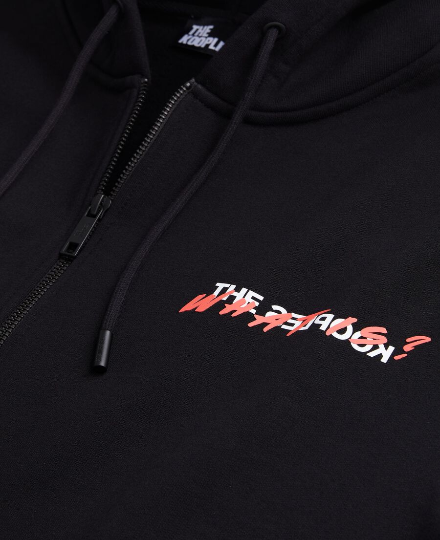 The Kooples HOMME BLACK sweatshirt zippé à capuche what is noir