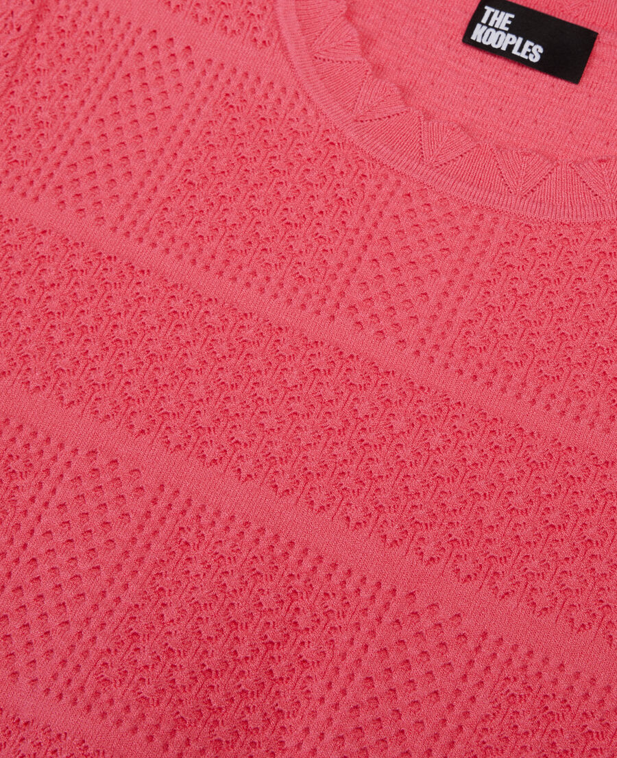 The Kooples FEMME RETRO PINK pull en maille ajour&eacute;e fuchsia
