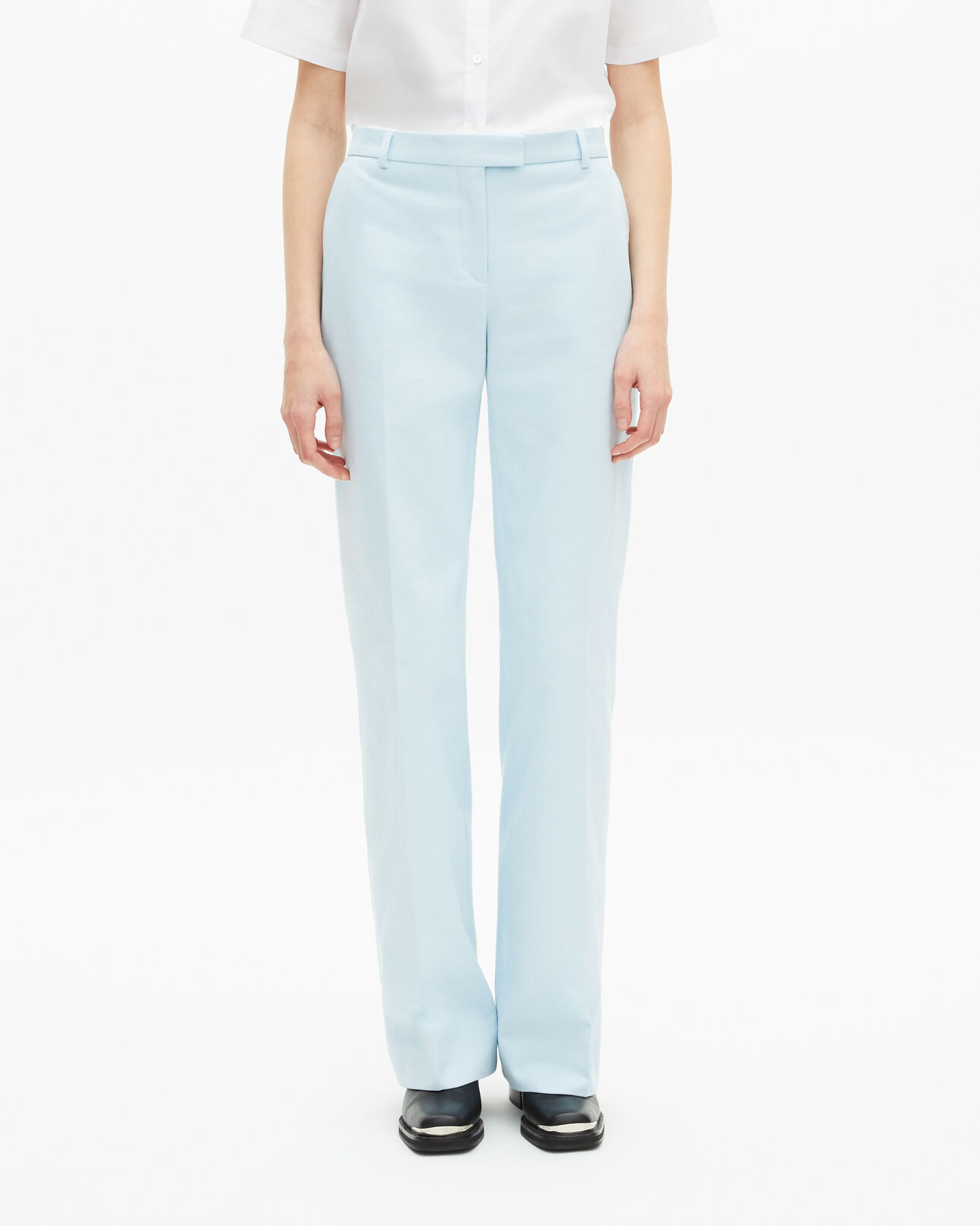 The Kooples WOMEN LIGHT BLUE blue cotton suit pants
