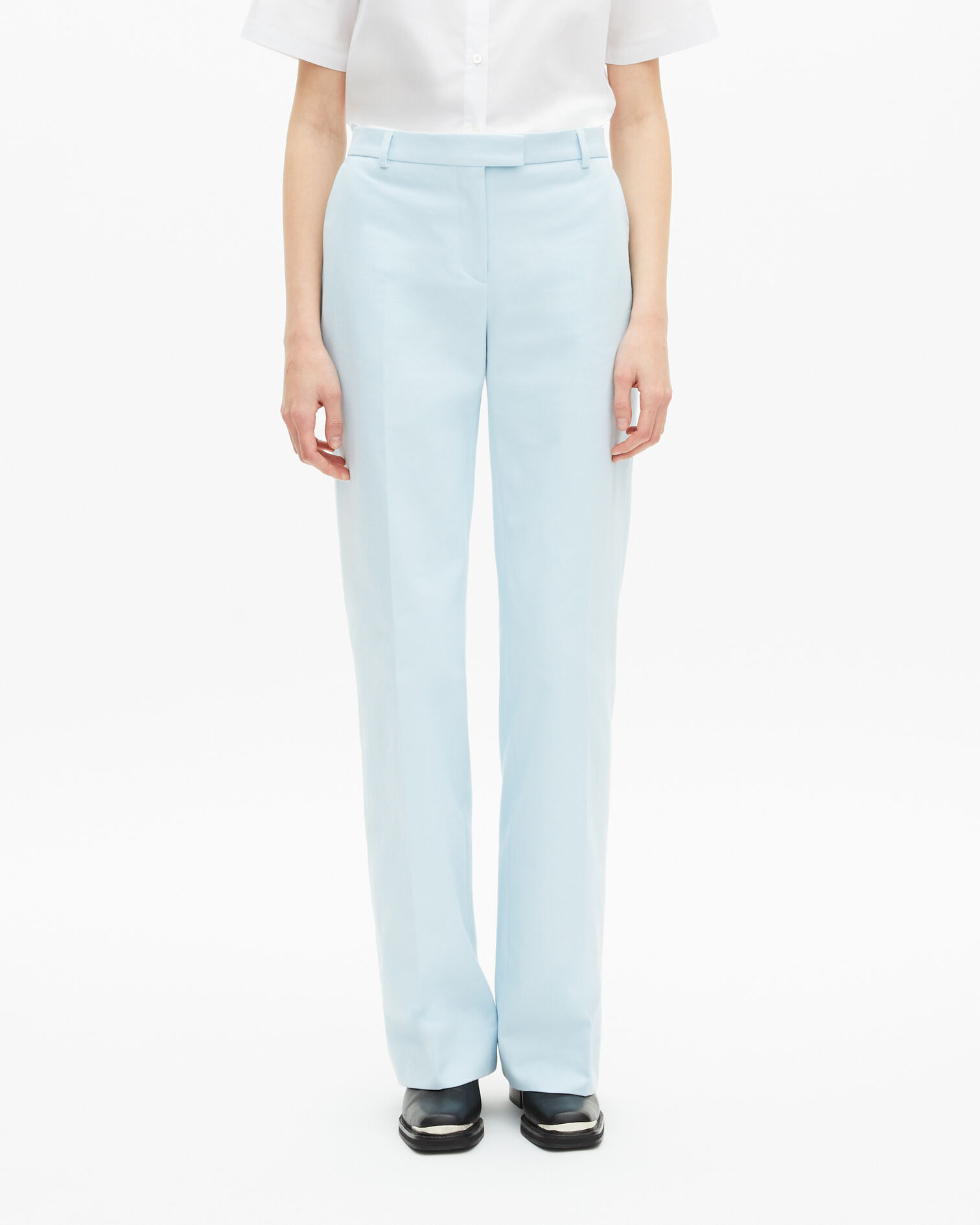 Blue cotton suit pants, LIGHT BLUE, hi-res image number null