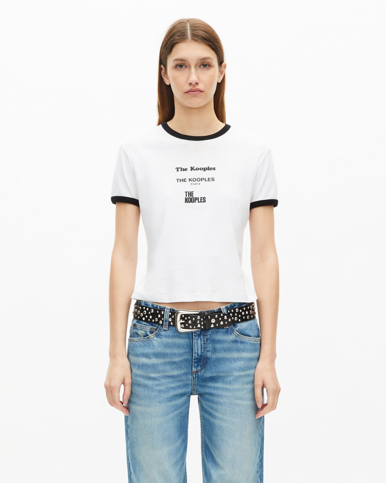 The Kooples F WHITE white locations serigraphy t-shirt