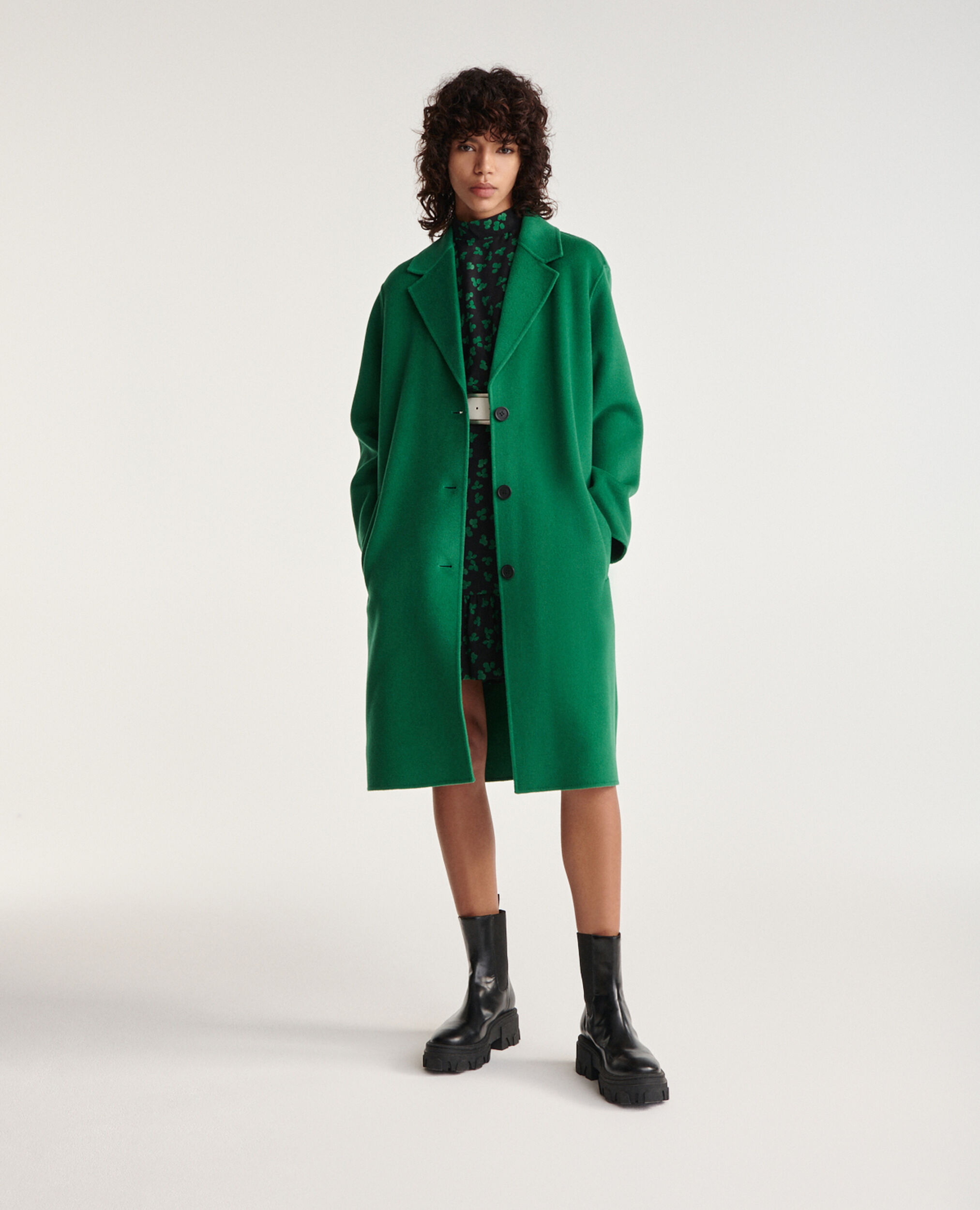 manteau femme vert laine