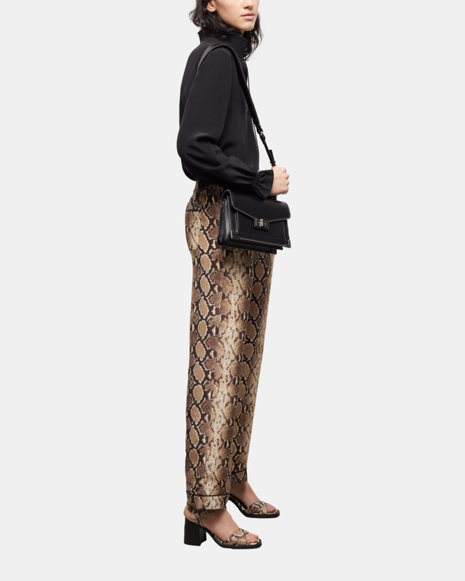 Black silk blouse, BLACK, hi-res image number null