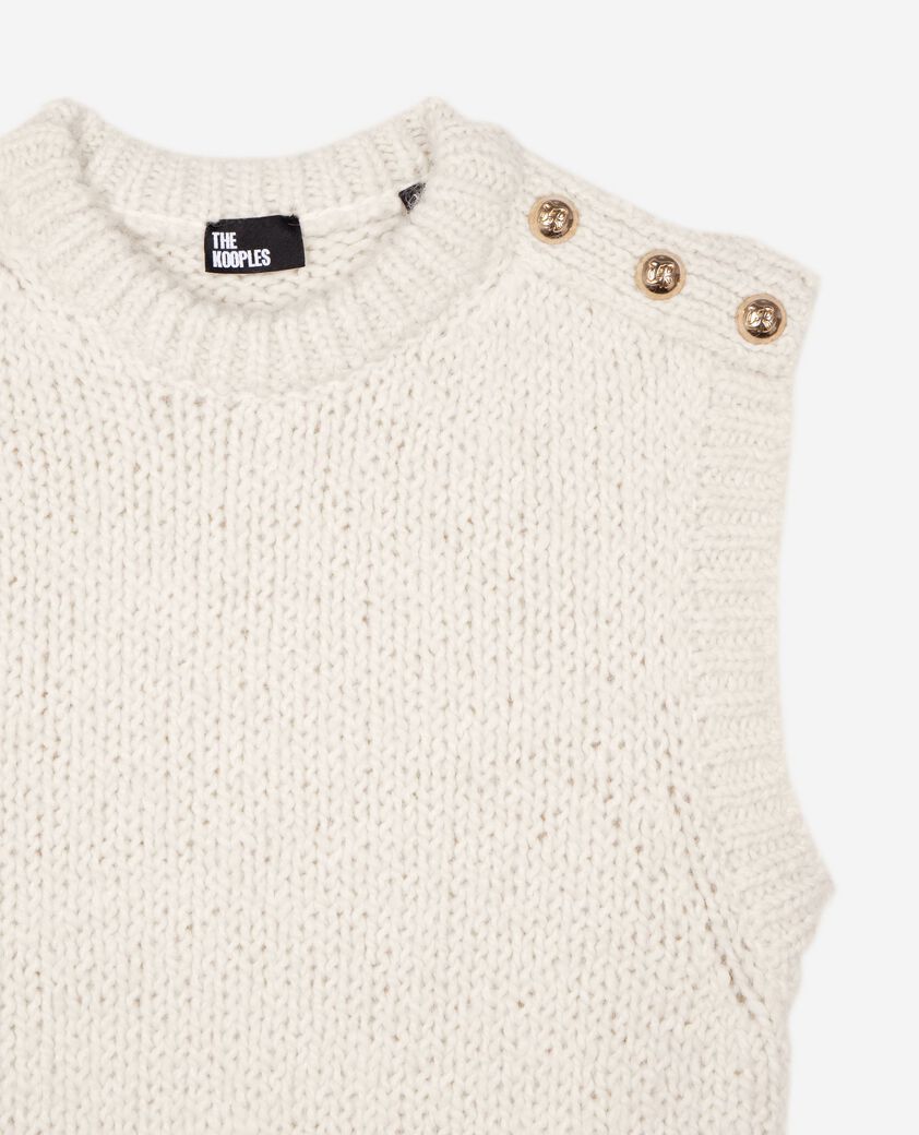 The Kooples F LIGHT BEIGE sleeveless wool blend sweater ecru