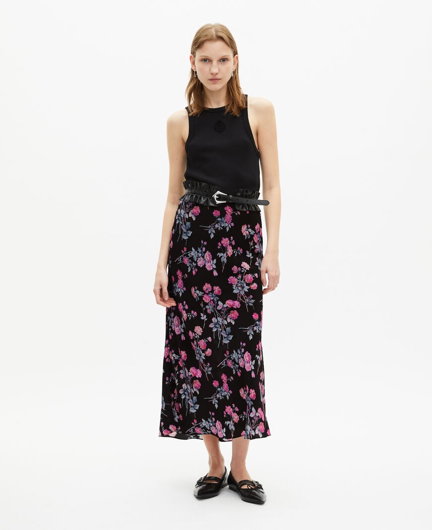 The Kooples DAMEN BLACK breiter gürtel mit raffungen aus schwarzem leder