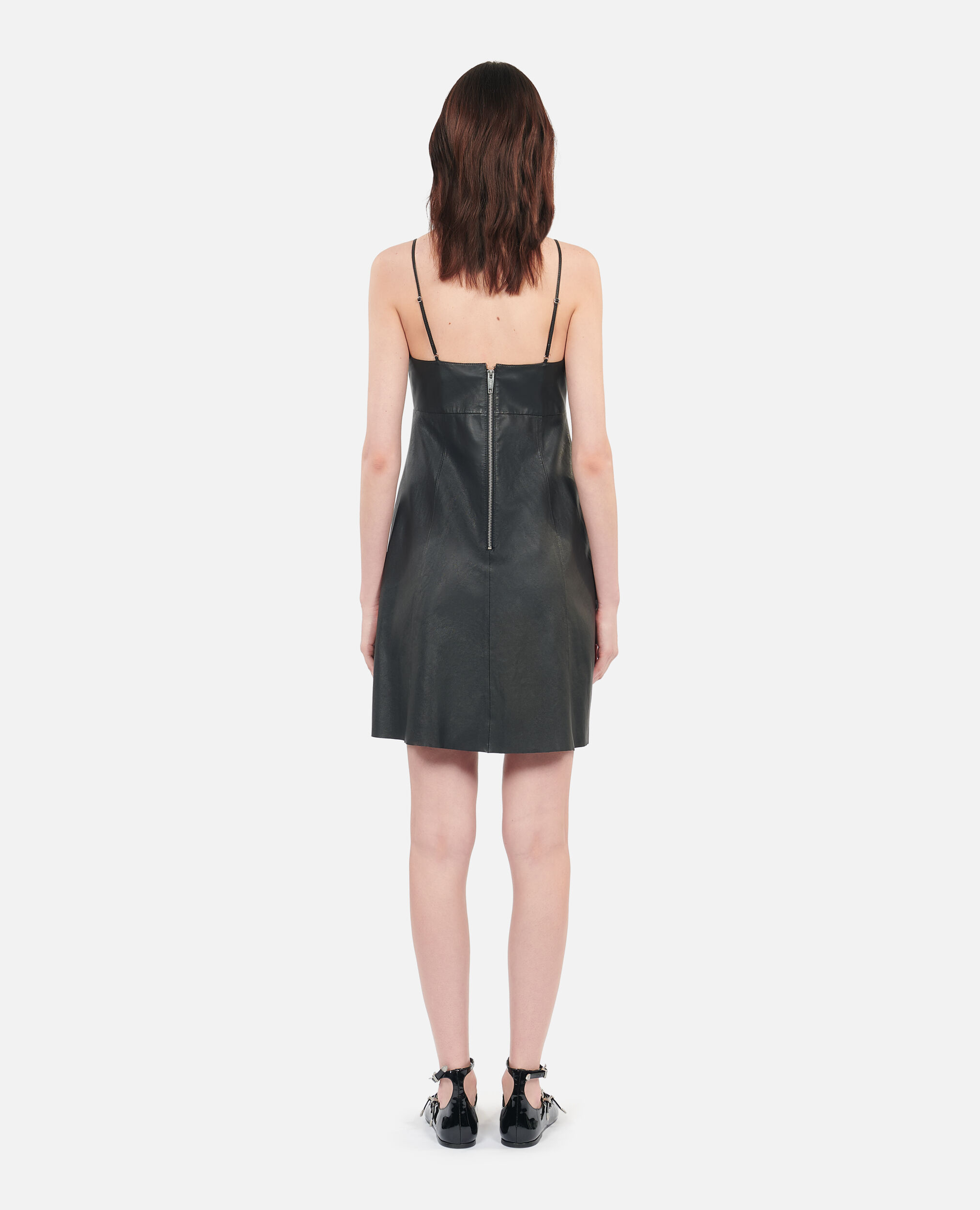 Short black leather dress, BLACK, hi-res image number null