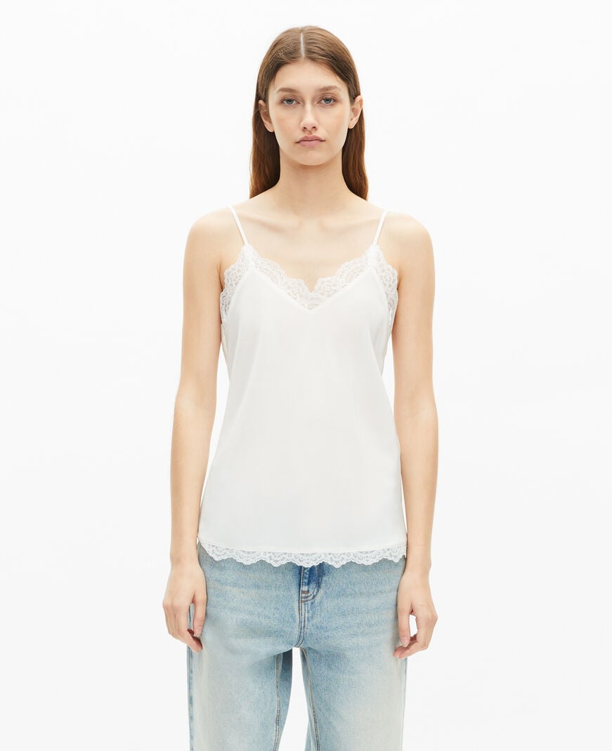 The Kooples WOMEN ECRU ecru silk and lace camisole