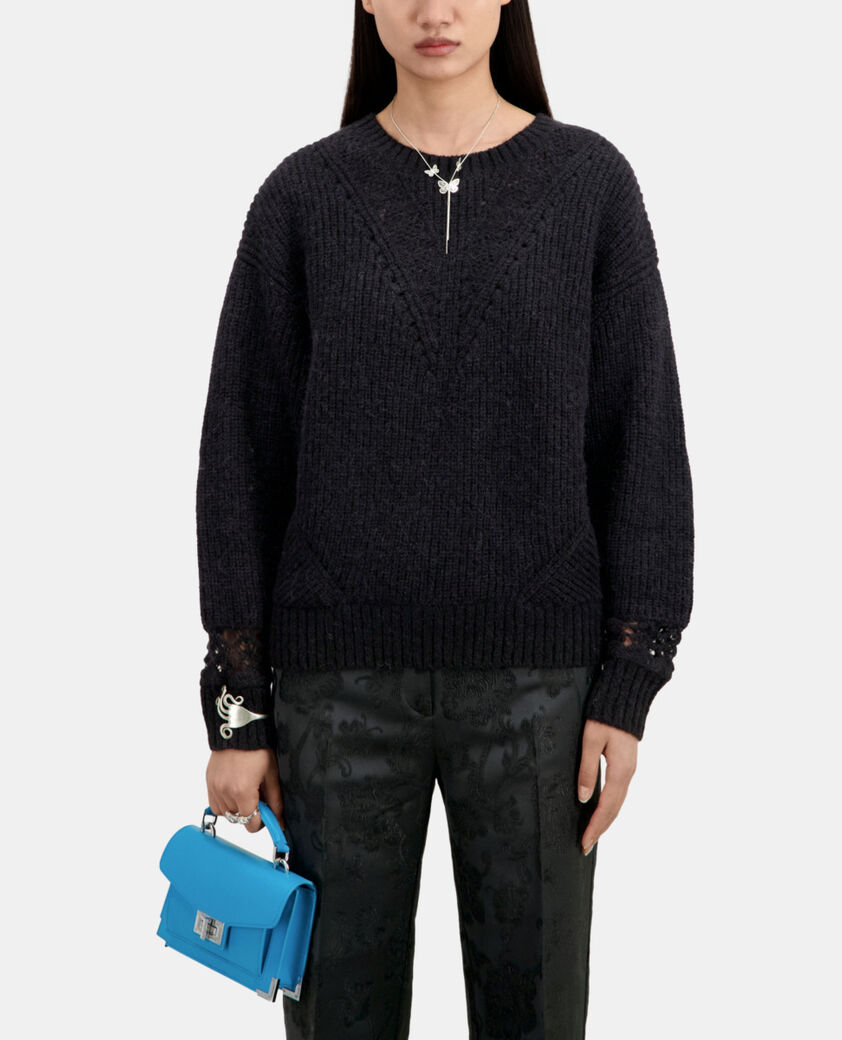The Kooples WOMEN BLACK black wool-blend sweater