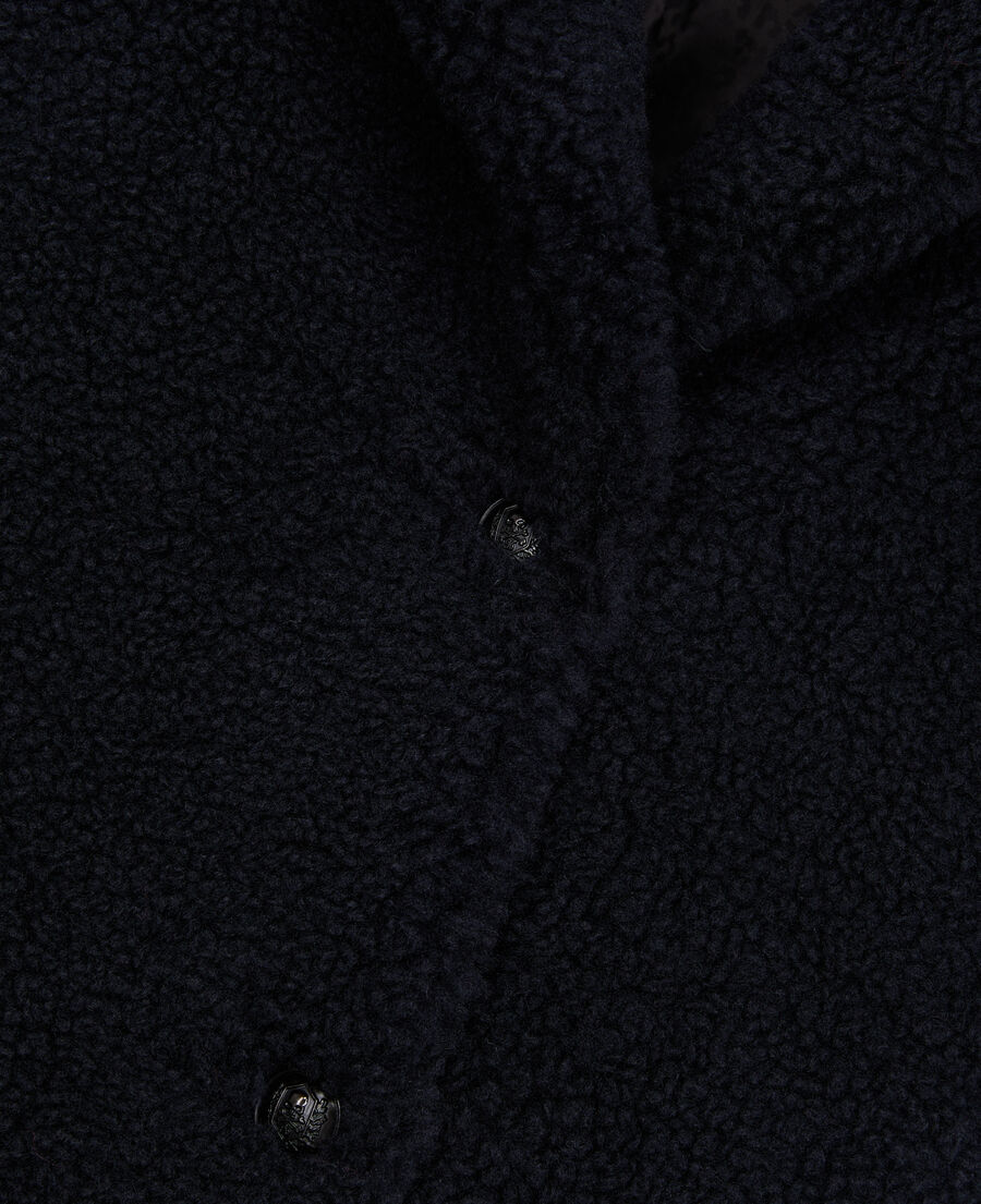 kurzer marineblauer mantel aus kunstpelz