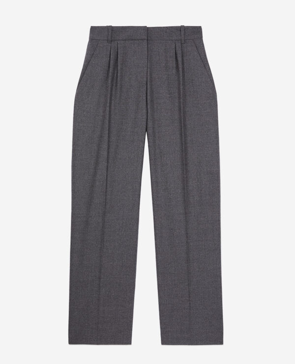 grey flannel trousers with pleats