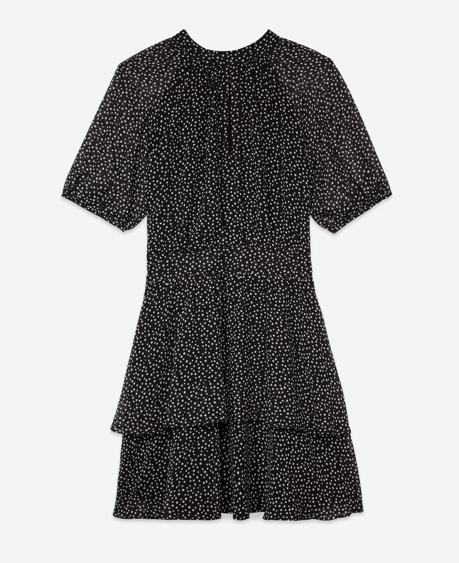 The Kooples FEMME BLACK WHITE robe courte à pois noire