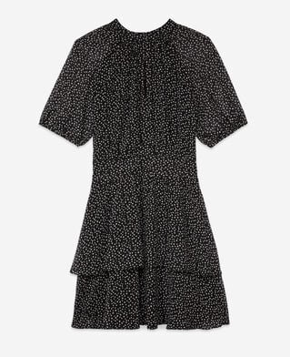 The Kooples FEMME BLACK WHITE robe courte à pois noire