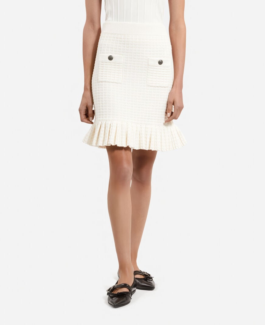 The Kooples FEMME ECRU jupe courte en maille écrue