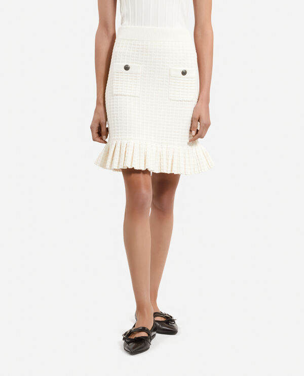 The Kooples FEMME ECRU jupe courte en maille écrue