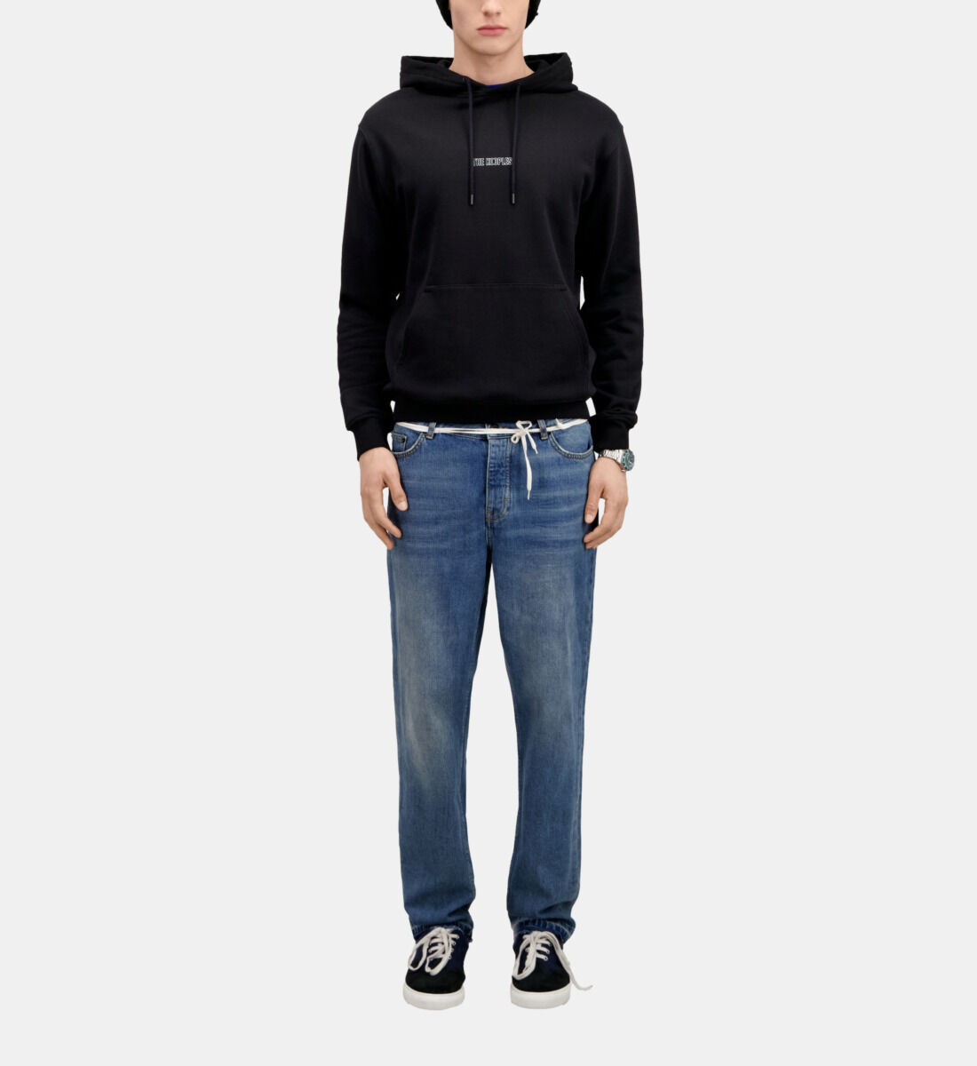 Black hoodie with logo this season s star piece Discover our selection of men s ready to wear on the website and in store