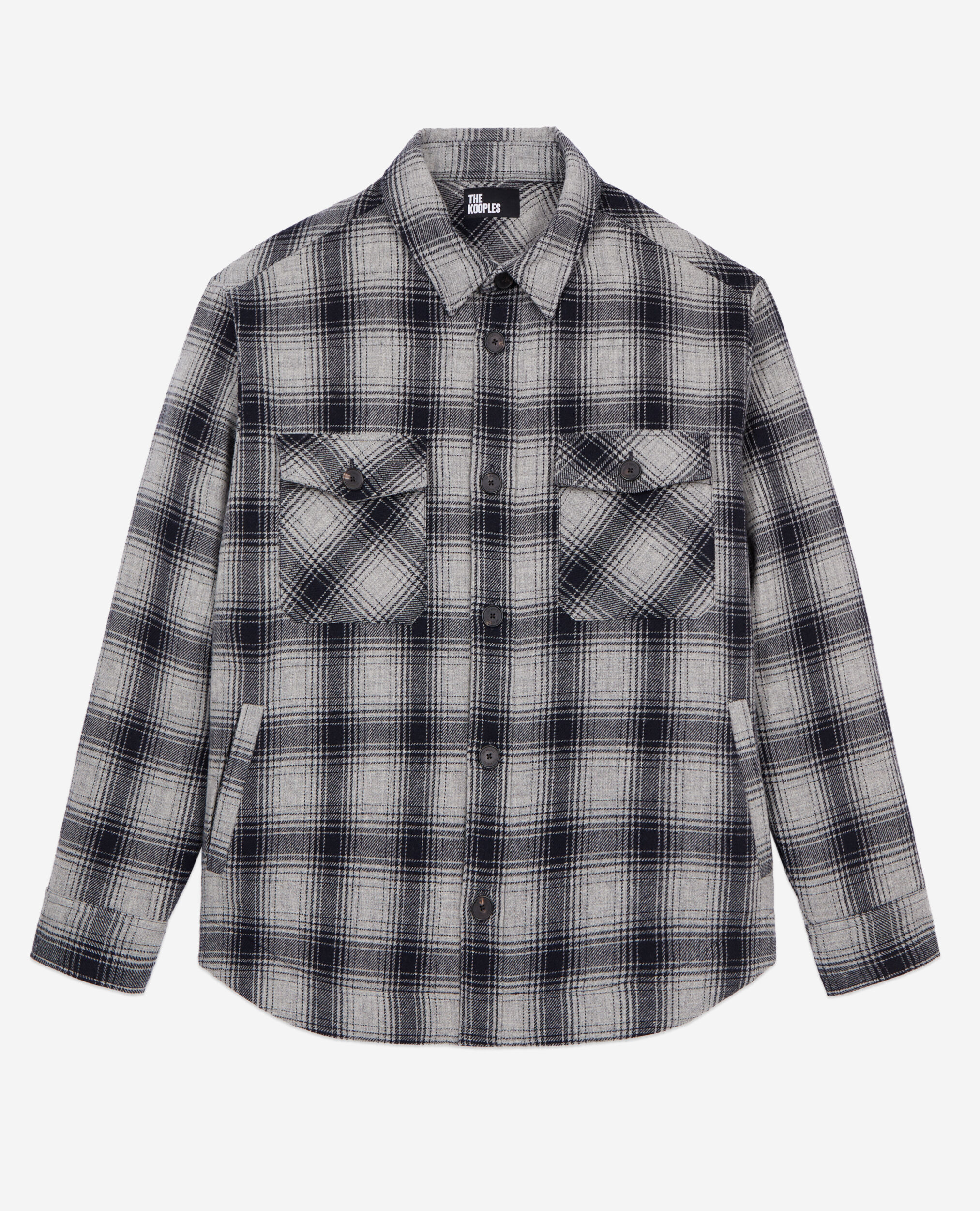 Checkered wool blend overshirt jacket