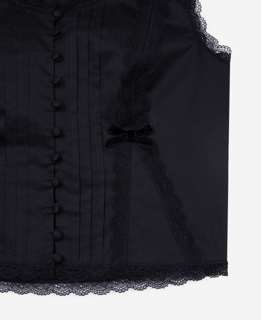 The Kooples FEMME BLACK top avec dentelle noir