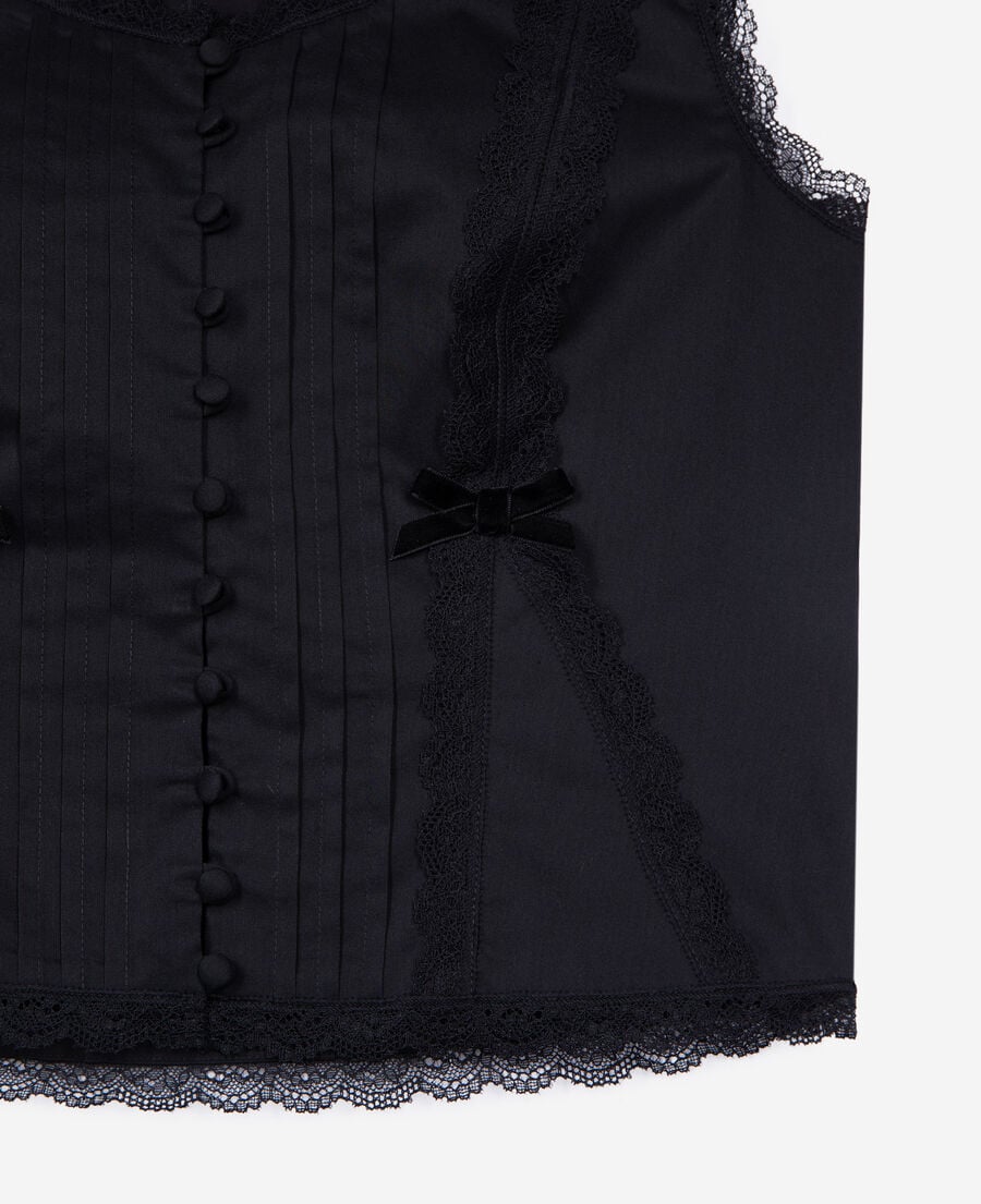 The Kooples FEMME BLACK top avec dentelle noir
