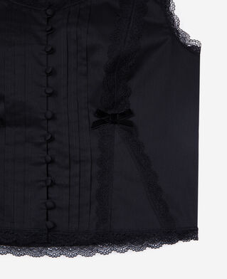 The Kooples FEMME BLACK top avec dentelle noir