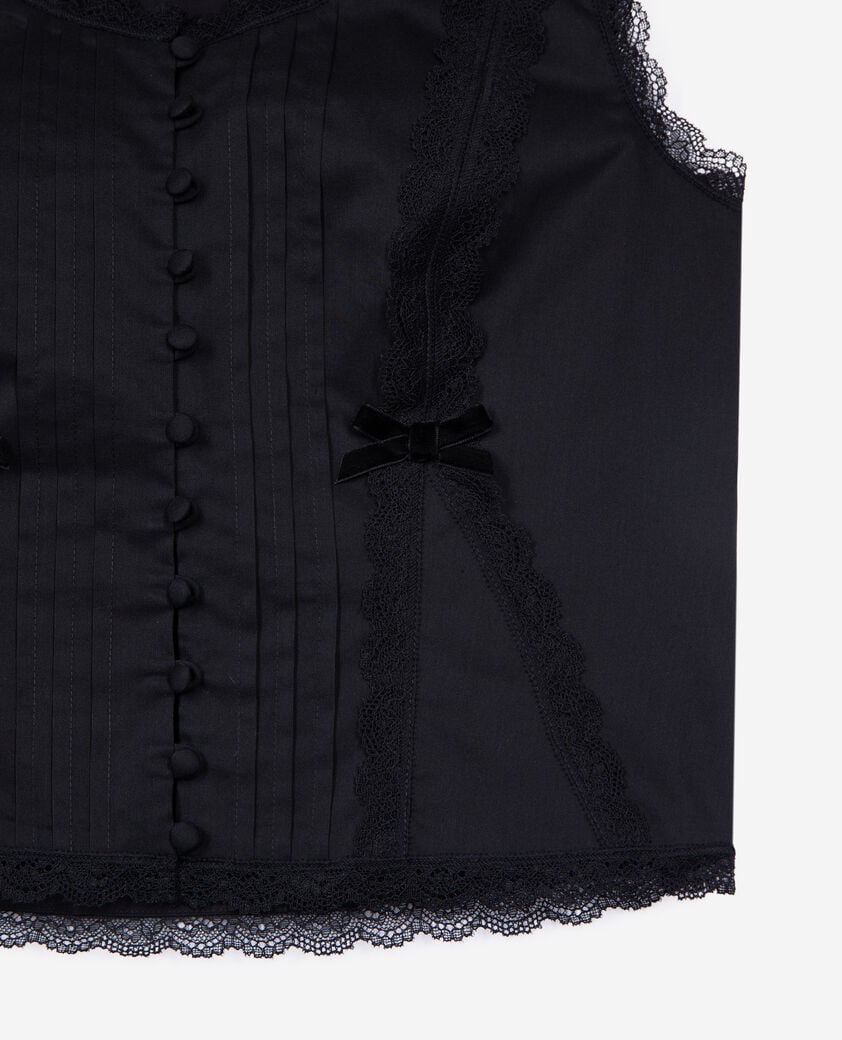 The Kooples FEMME BLACK top avec dentelle noir