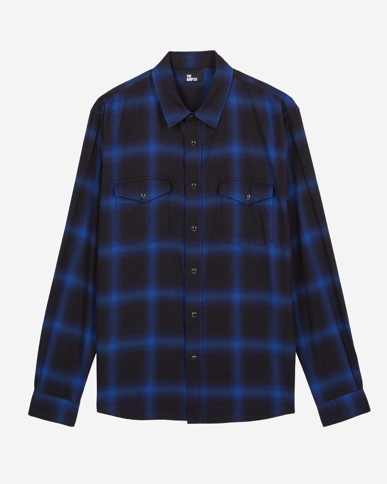 The Kooples MEN BLUE BLACK blue and black checked shirt