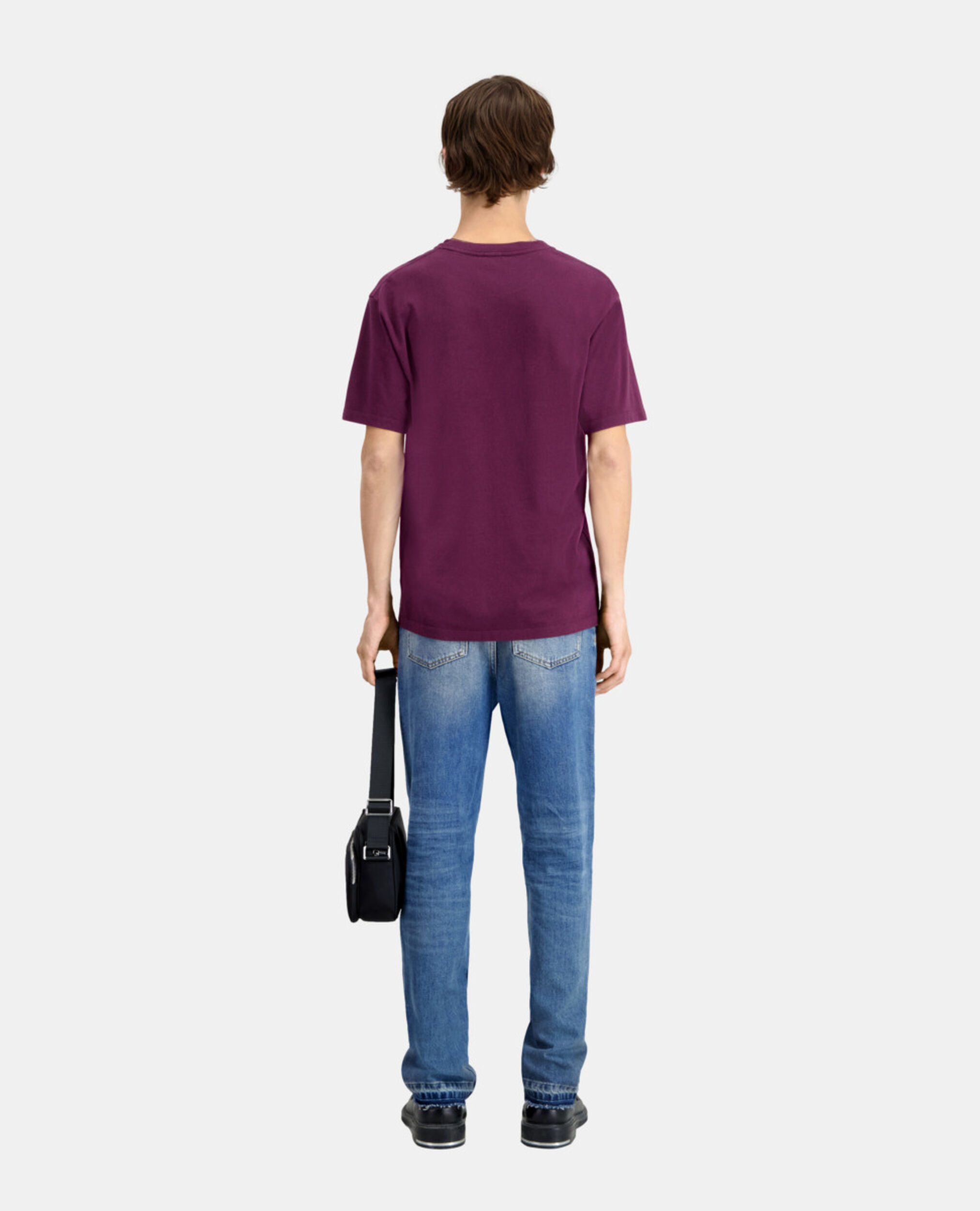 Men's burgundy t-shirt with dagger through heart serigraphy, BORDEAUX, hi-res image number null