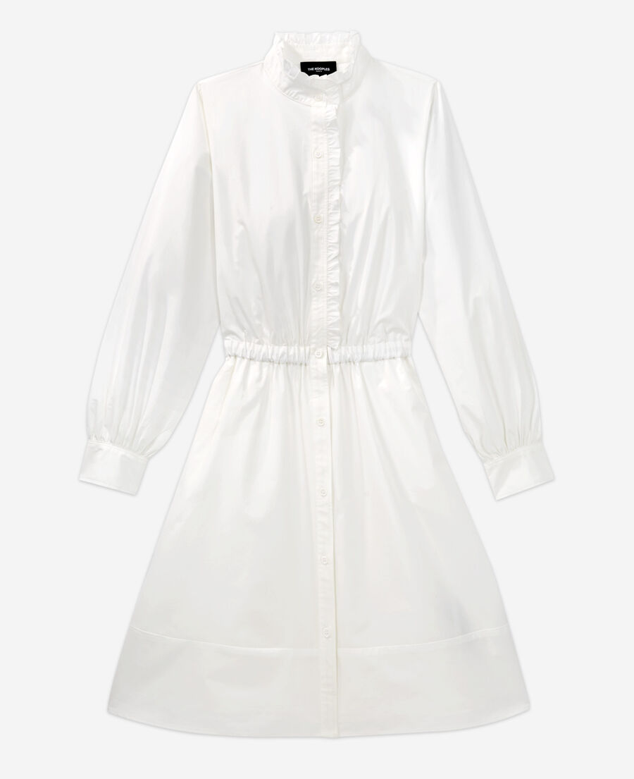 The Kooples WOMEN WHITE white cotton dress with buttoned high neck