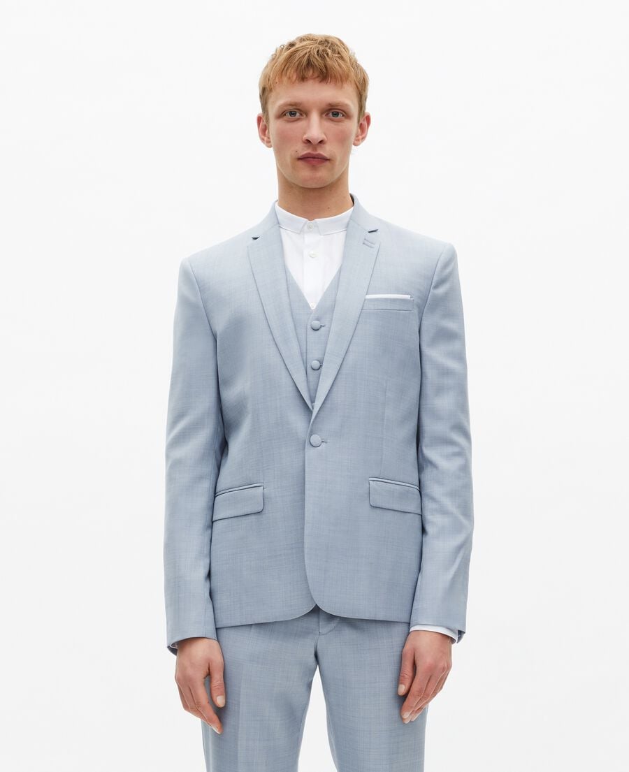 The Kooples HERREN BLUE blaue, schmal geschnittene anzugjacke aus wolle