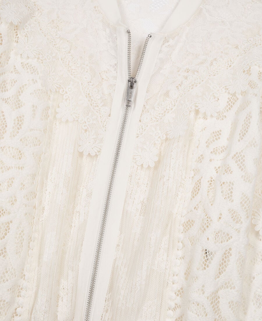 The Kooples MUJER ECRU chaqueta con volantes de encaje crudo