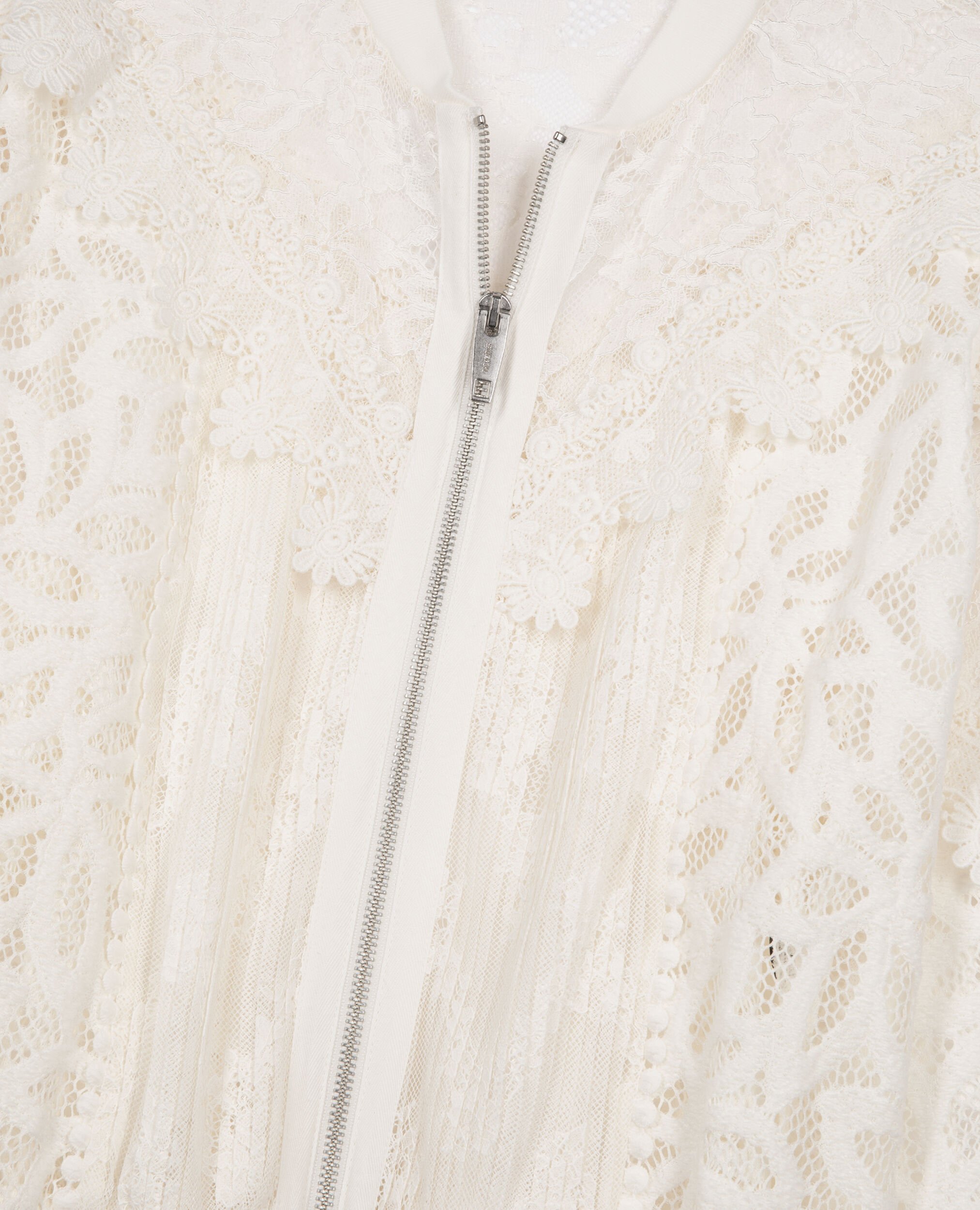 Ruffled jacket in ecru lace, ECRU, hi-res image number null