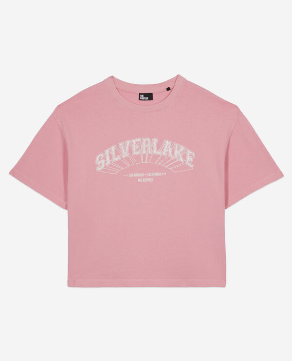 hellrosa t-shirt mit silverlake-siebdruck