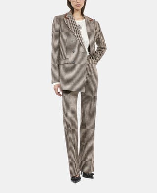 The Kooples FEMME ECRU BLACK pantalon tailleur ample à carreaux vichy