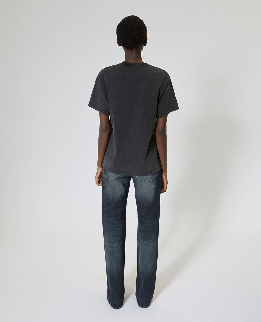 The Kooples MUJER BLACK WASHED camiseta con serigraf&iacute;a negra