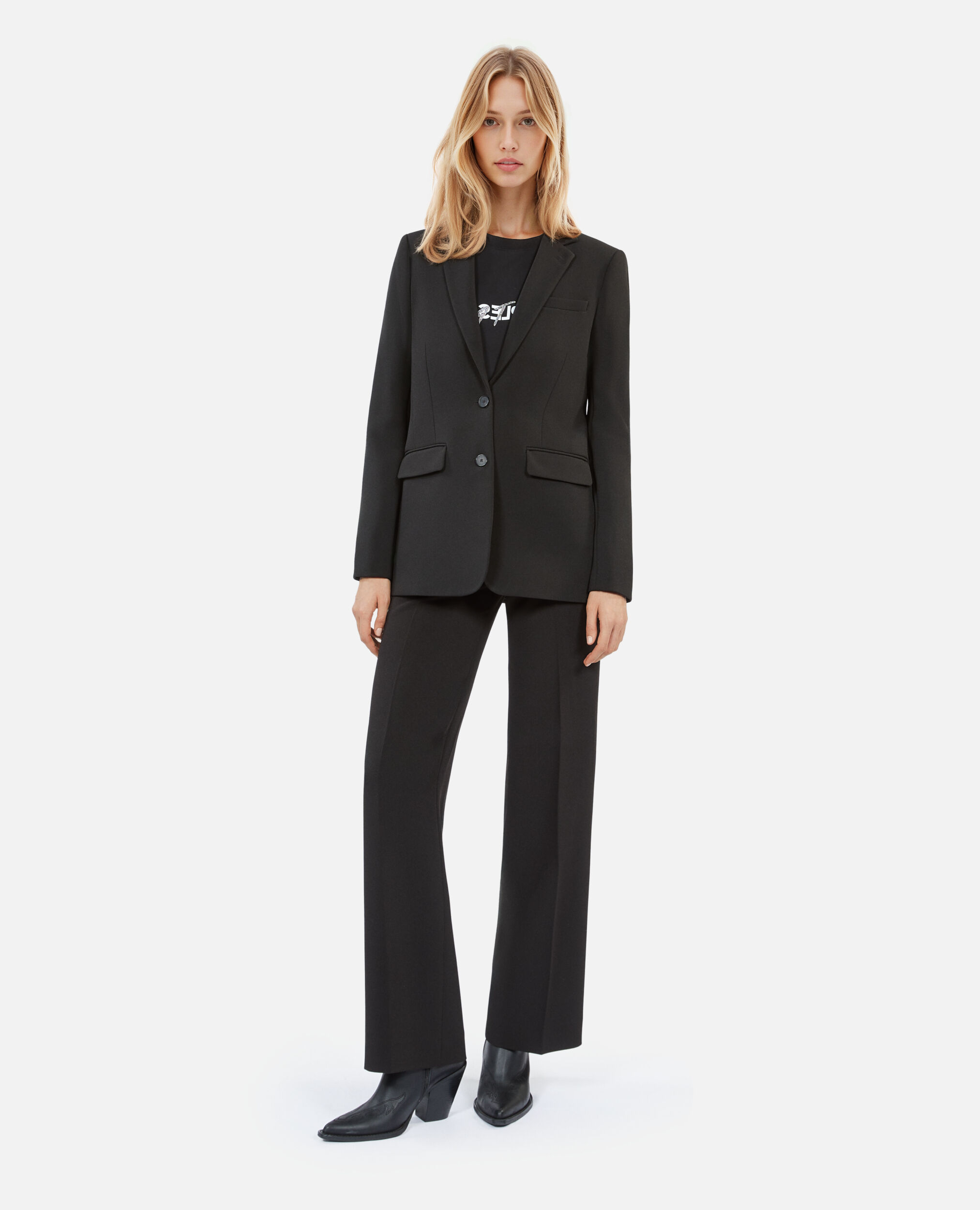 Chaqueta traje negra crepé, BLACK, hi-res image number null