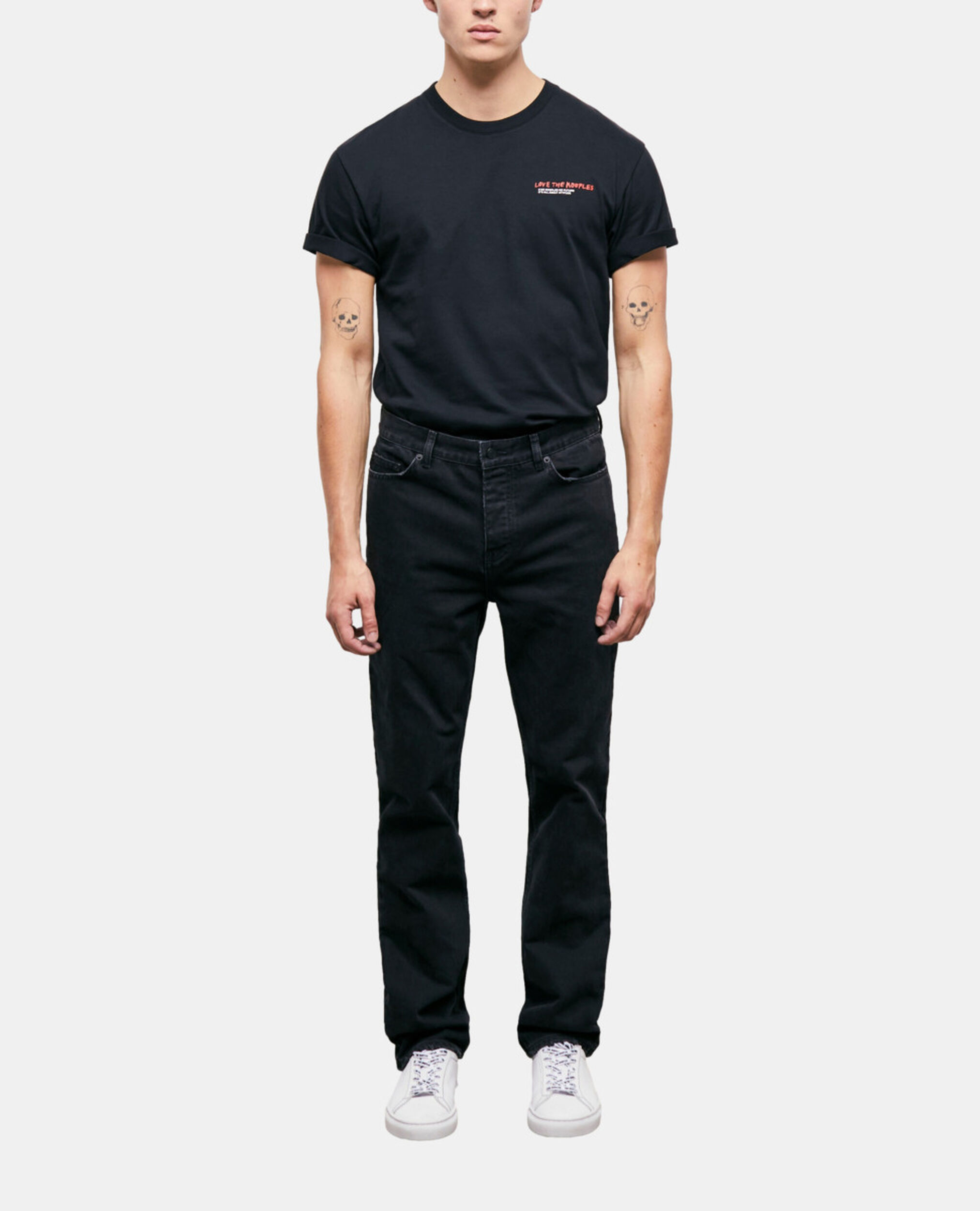 Black straight-cut jeans, BLACK WASHED, hi-res image number null