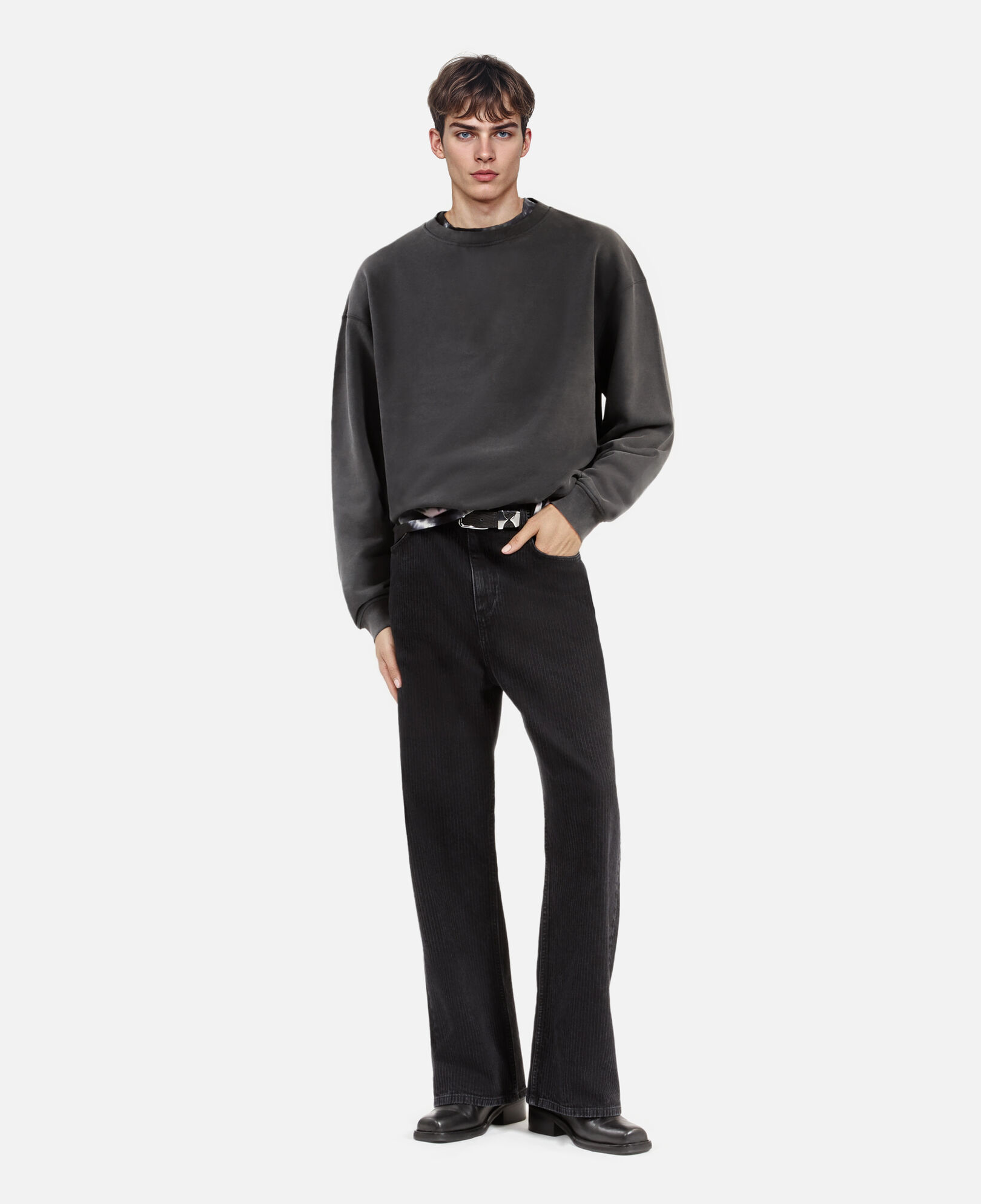 The Kooples HOMBRE BLACK WASHED sudadera serigrafía negra