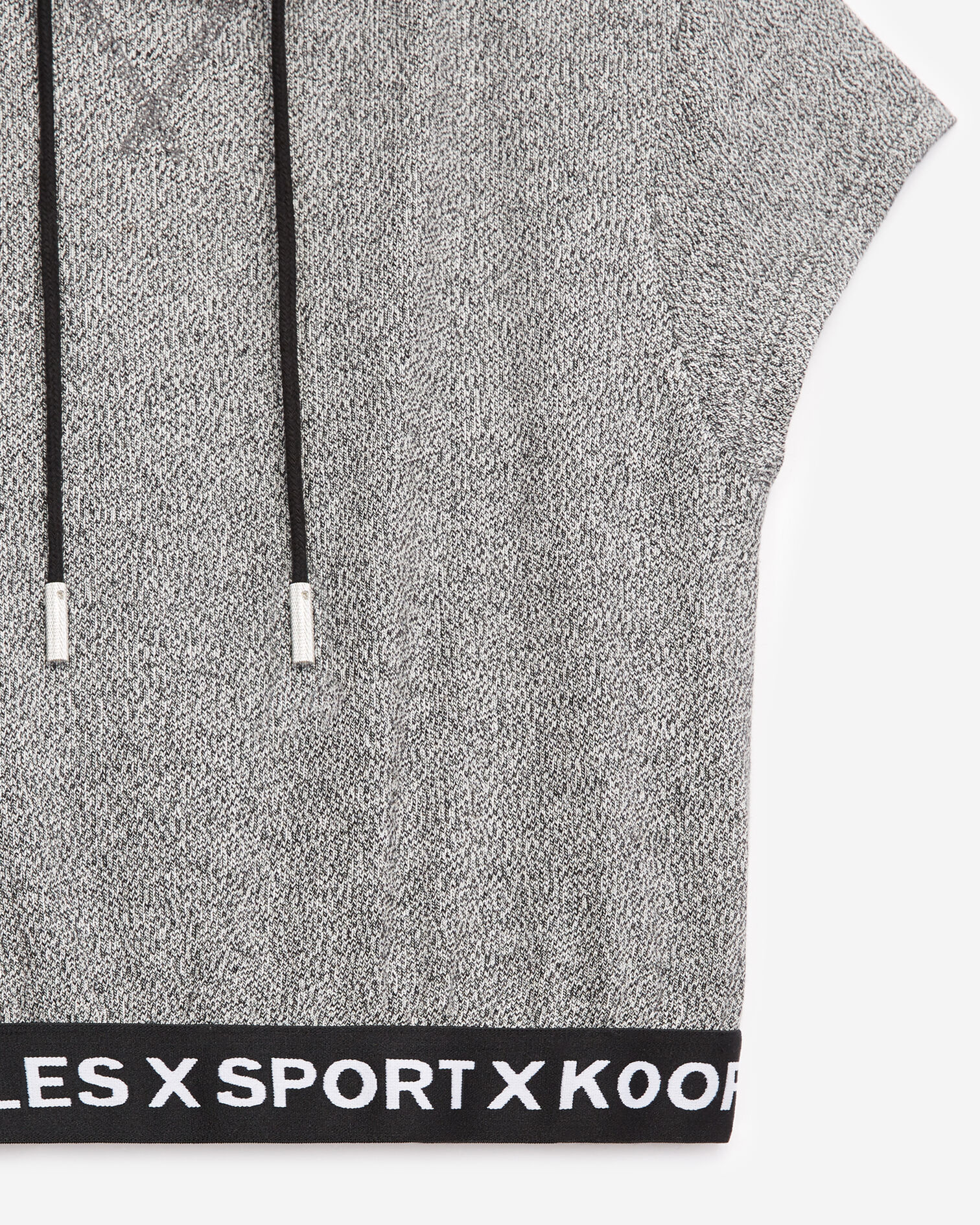 Sweat à manches courtes gris bande logo, GREY MELANGE, hi-res image number null