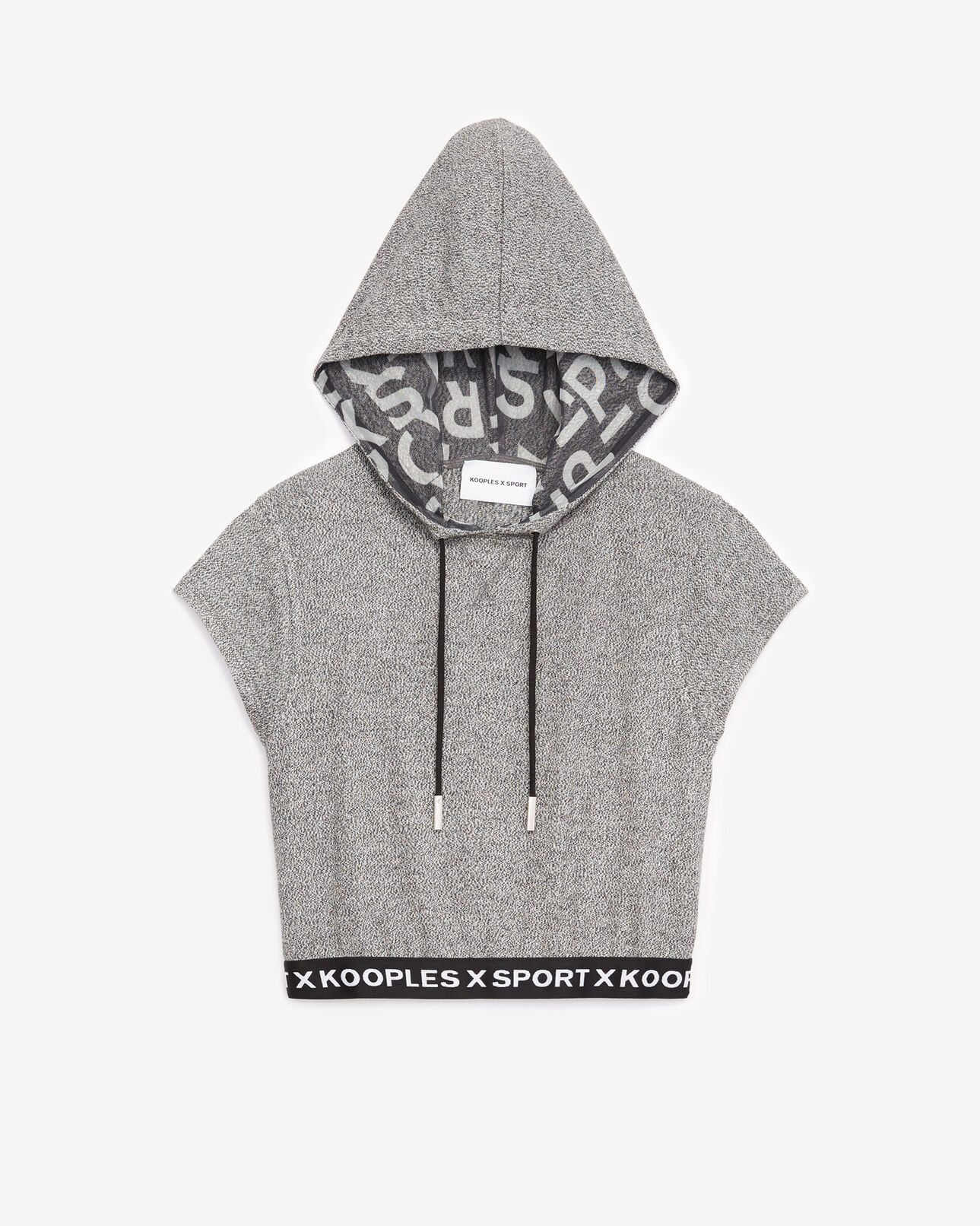 The Kooples FEMME GREY MELANGE sweat à manches courtes gris bande logo